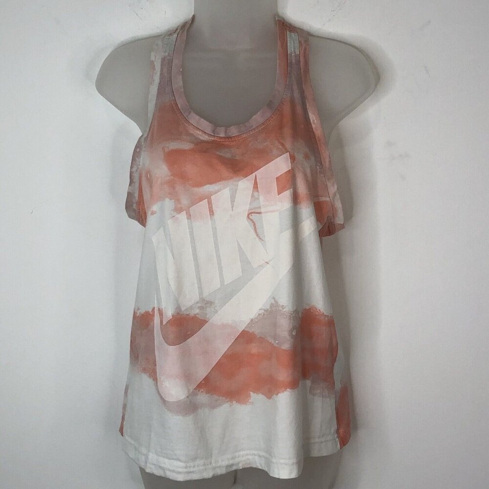 Nike Wormens Athletic Cut Watercolor Wash Razorback Tank Top Size S Pink White